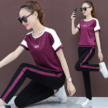 Load image into Gallery viewer, Summer 2020 New Fashion Sequins 2 Piece Set Large Size Sportswear Short Sleeved Trousers Loose Casual Two Piece Set Women