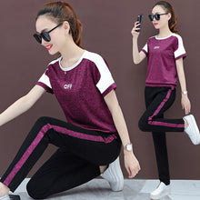 Load image into Gallery viewer, Summer 2020 New Fashion Sequins 2 Piece Set Large Size Sportswear Short Sleeved Trousers Loose Casual Two Piece Set Women