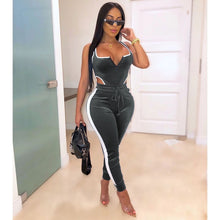 Load image into Gallery viewer, Winter Women's set Velvet bodysuit pencil pants suit two piece set Sexy sleeveless Street casual fashion tracksuit outfit