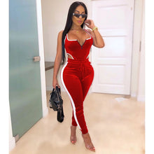 Load image into Gallery viewer, Winter Women's set Velvet bodysuit pencil pants suit two piece set Sexy sleeveless Street casual fashion tracksuit outfit