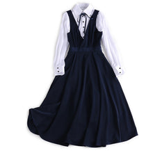 Load image into Gallery viewer, 2019 new elegant 2 piece set women preppy style two pieces set white dress ensemble femme 2 pieces female clothes