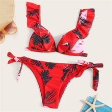 Load image into Gallery viewer, Bikini Brazilian Mujer 2020 Summer Ruffle Swimwear Women Red White Black Push Up Pads Sexy Swimsuit Bandage Two Piece Swim Wear
