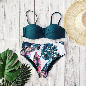 High Waist Bikini 2020 Push Up Swimsuit Women Print Bikinis Retro Plus Size Swimwear Padded Bathing Suit Floral Beach Wear