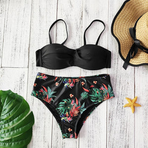 High Waist Bikini 2020 Push Up Swimsuit Women Print Bikinis Retro Plus Size Swimwear Padded Bathing Suit Floral Beach Wear