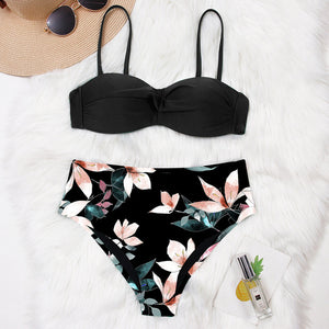 High Waist Bikini 2020 Push Up Swimsuit Women Print Bikinis Retro Plus Size Swimwear Padded Bathing Suit Floral Beach Wear