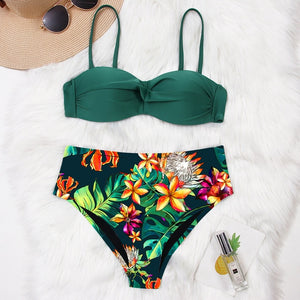 High Waist Bikini 2020 Push Up Swimsuit Women Print Bikinis Retro Plus Size Swimwear Padded Bathing Suit Floral Beach Wear