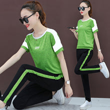 Load image into Gallery viewer, Summer 2020 New Fashion Sequins 2 Piece Set Large Size Sportswear Short Sleeved Trousers Loose Casual Two Piece Set Women
